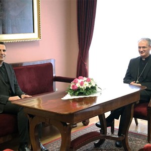 Nadbiskup Kutleša susreo se sa savjetnikom Apostolske nuncijature pri Europskoj uniji mons. Hrvojem Škrlecom